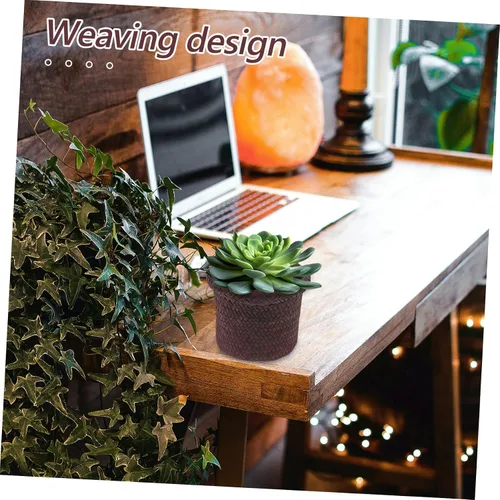 Vista 5 de Cabilock Soporte decorativo para plantas de interior tejido de algas marinas para decoración del hogar, estilo rústico, cesta de almacenamiento