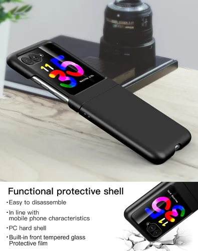 Vista 3 de Feitenn Funda para Moto Razr Plus, protector de pantalla para Moto Razr Plus, funda delgada de policarbonato duro a prueba de golpes con película