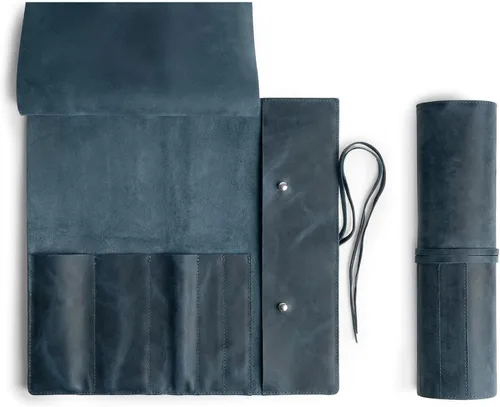 Vista 8 de Estuche de cuero rústico para cuchillos, bolsa duradera para cuchillos de chef para chefs profesionales, bolsa de rollo de cuchillos, funda