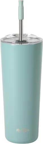 Vista 10 de Mr. Coffee Java Quest - Vaso térmico de acero inoxidable de doble pared de 16 onzas con tapa y popote reutilizable, con aislamiento térmico