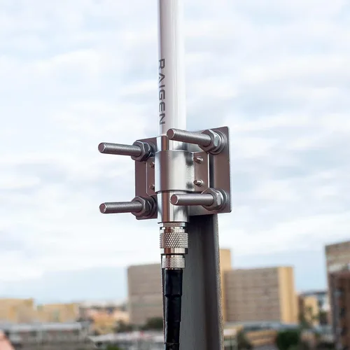 Vista 3 de Soporte de mástil para antena de helio para montaje en poste, abrazadera fija de perno en U, soporte de hardware para techo al aire libre, Lora