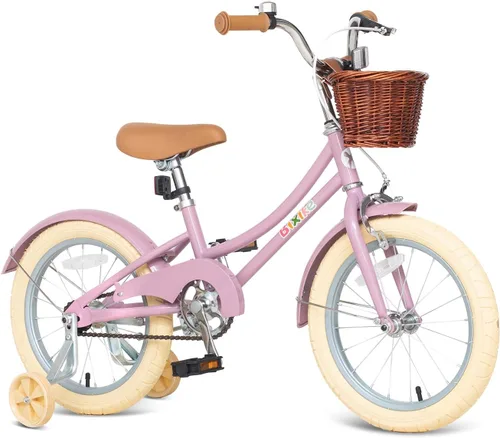 Vista 8 de Bixike Bicicleta de diseño retro para niñas con cesta y freno de posavasos para niños de 3 a 13 años, bicicleta de crucero de 14, 16, 18 pulgadas