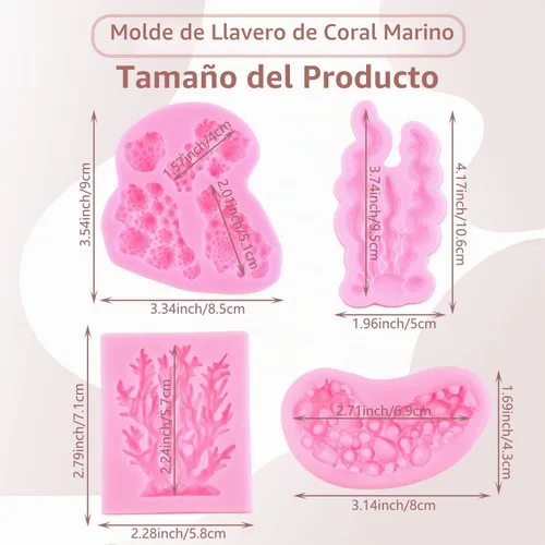 Vista 3 de Molde de silicona para algas marinas, juego de 4 moldes para Estilo a
