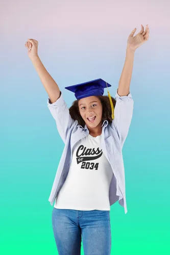 Vista 4 de Adhesivo de graduación para planchar en la clase de 2034, calcomanía para camiseta de secundaria, parche de graduación HTV para graduados
