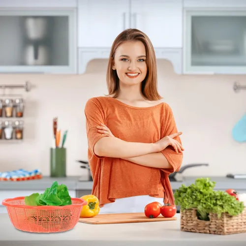 Vista 6 de SHOWERORO - 10 cestas de plástico para lavar arroz y frutas, colador de cocina para drenaje de verduras para uso doméstico y restaurante, 9.05 x