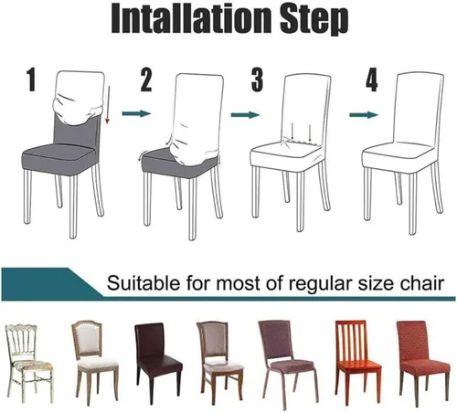 Vista 8 de SoulFeel Juego de 4 fundas para silla Parsons de lana cuadriculada, extraíbles y lavables, elásticas de elastano para comedor, restaurante, hotel