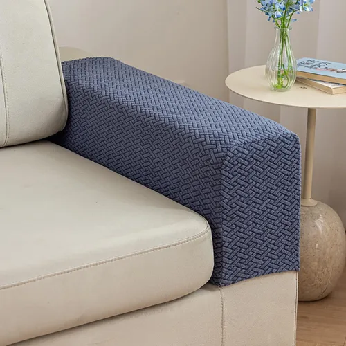 Vista 19 de Juego de 2 fundas de poliéster elásticas para reposabrazos de sofá reclinable, fundas protectoras con pasadores giratorios (azul, M)