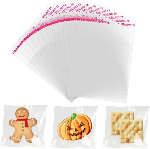 Vista 8 de 100 bolsas de celofán transparentes autoadhesivas, de 2 x 10 pulgadas, bolsas de barra de pretzel para panadería, galletas, dulces, pretzel, regalo