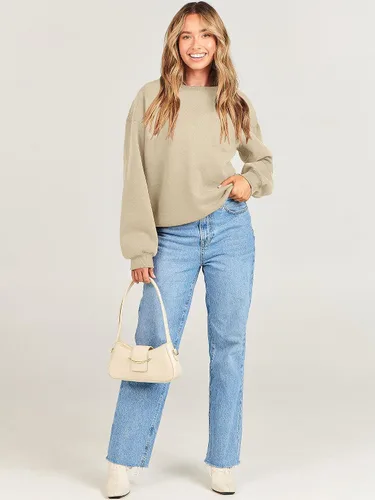 Vista 9 de Caracilia Sudadera de manga larga para mujer, casual, ajuste holgado, cuello redondo, sudadera con capucha 2023 para otoño