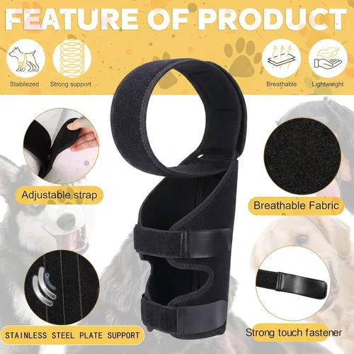 Vista 4 de Aliceset Codera protectora para perro para pierna delantera o trasera con placa de soporte de metal para perros medianos y grandes, coderas