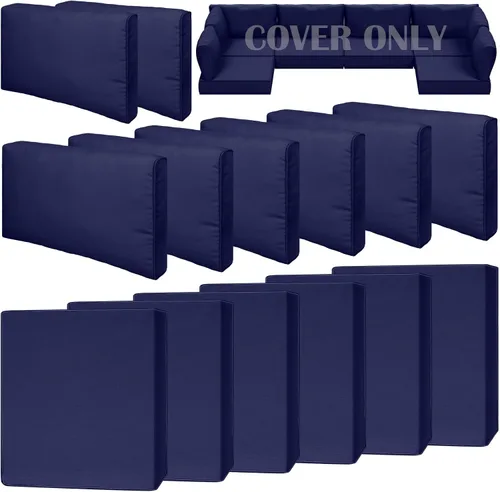 Vista 23 de Juego de 9 piezas de fundas impermeables para cojines de patio al aire libre, juego de reemplazo para muebles de sofá seccional de ratán entretejido