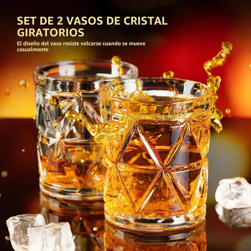 Vista 2 de Vasos de whisky, vaso de bourbon de 9.5 onzas, juego de 2 vasos de whisky, vasos de whisky, vasos de whisky, vasos de roca para bourbon, whisky