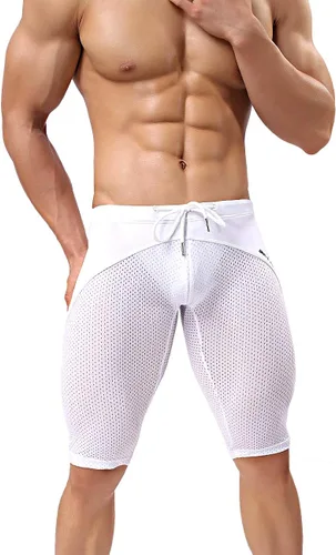 Vista 2 de MIZOK Pantalones cortos de entrenamiento de malla de secado rápido para hombre