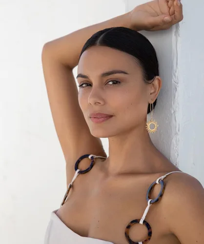 Vista 5 de Aretes geométricos colgantes de gota bohemios, aros largos chapados en oro de 18 quilates, aretes ligeros para mujeres y niñas