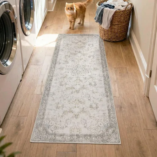 Vista 34 de jinchan Alfombra vintage de 2 x 3 pies para entrada, lavable, diseño floral romántico, tapete pequeño antideslizante, tapete ligero de bajo perfil