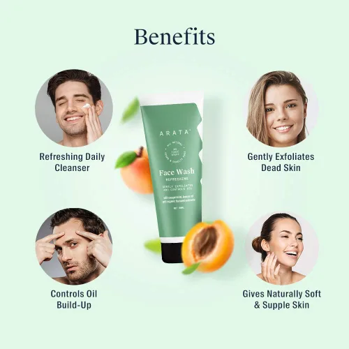 Vista 2 de Arata Jabón facial refrescante con aceite de limón ayurvédico, menta y linaza orgánica, certificado EWG, totalmente natural, vegano y libre