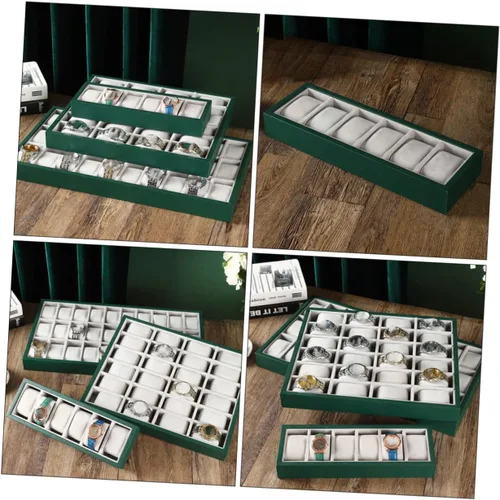 Vista 9 de LIFKOME 5pcs 6-grid Watch Storage Watch Display Tray Watch Tray for Men Slots Watch Bracelet Tray Watch Tray Organizer Watch Bracelet Display Tray