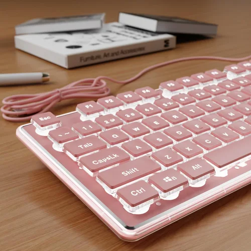 Vista 12 de SEUNKWANG Teclado retroiluminado con cable con teclas de pudín, teclado silencioso de computadora de tamaño completo, retroiluminación azul, fácil