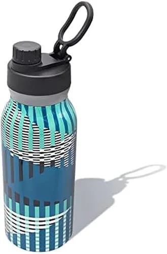 Vista 10 de BUILT Botella de acero inoxidable con aislamiento al vacío de doble pared en cascada de boca ancha con tapa para chug, color negro, 32 onzas