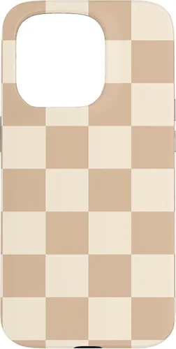 Vista 26 de Funda de tablero de ajedrez marrón beige claro para iPhone 14 Pro