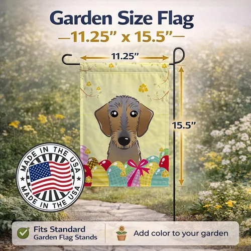 Vista 327 de Caroline's Treasures BB1923GF Bandera decorativa para jardín con diseño de Border Collie, para caza de huevos de Pascua, para jardín, jardín, patio