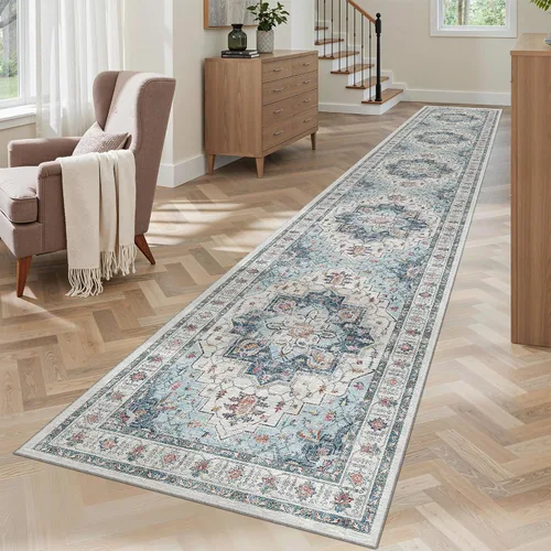 Vista 69 de Madane Alfombra lavable de 2 x 3 pies, alfombra de entrada pequeña, antideslizante, vintage, para entrada interior, alfombra de pelo bajo