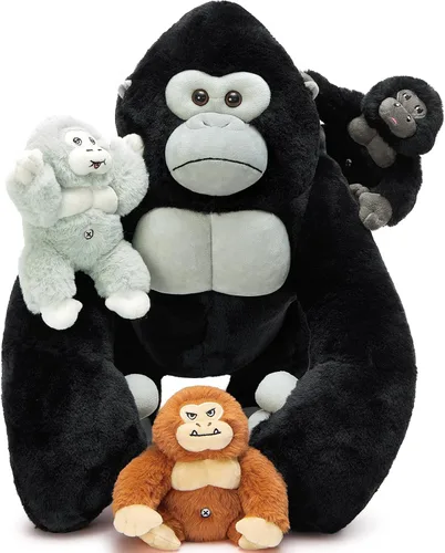 Vista 20 de MaoGoLan 4 animales de peluche de castor con tres bebés en el interior, regalo de felpa de castor gigante esponjoso de 17.7 pulgadas, divertidos