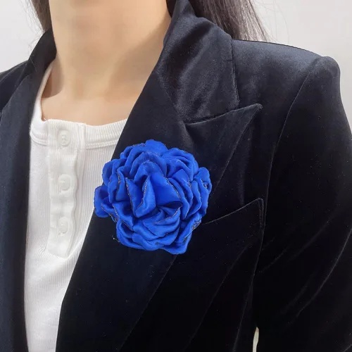 Vista 5 de Delicados broches de flores de peonía, delicados broches de gasa con rosas clásicas para bodas, fiestas, banquetes de baile para mujeres, elegantes