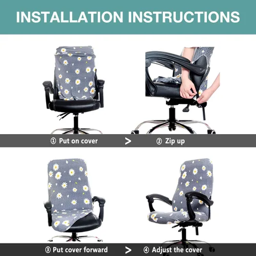 Vista 7 de Melaluxe Funda para silla de oficina con fundas para brazos - Funda elástica universal para silla de escritorio, fundas para silla de computadora