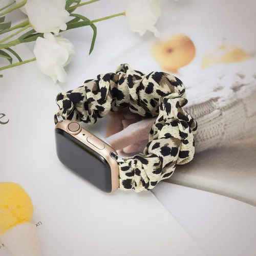 Vista 2 de TOYOUTHS - 3 paquetes compatibles con Apple Watch Band Scrunchies 1.496 in (38 mm) tela suave patrón impreso pulsera de tela para mujer iWatch