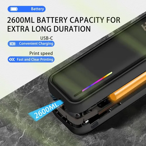 Vista 4 de Impresora térmica inalámbrica portátil para el hogar y viajes - Mini impresora Bluetooth sin tinta compatible con letras de EE. UU. de 8.5 x 11