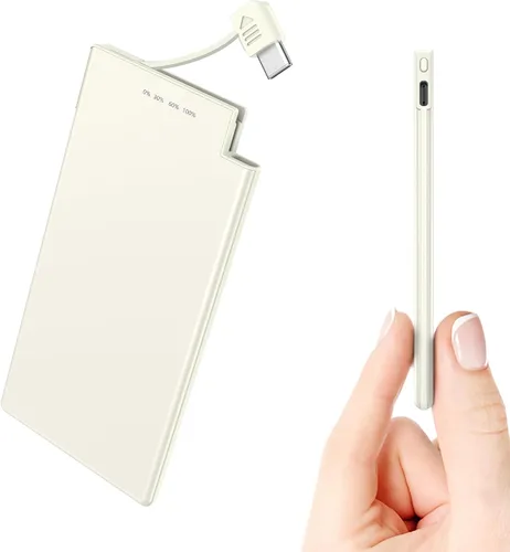 Vista 10 de Auskang Cargador portátil delgado con cable Lightning incorporado - Batería externa delgada de 5000 mAh compatible con iPhone 14/13/12/11/X/8/7 Pro