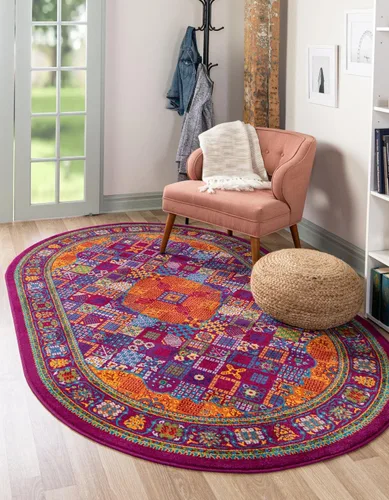 Vista 12 de Unique Loom Colección Calypso - Alfombra Trinidad (rectangular, 2 x 3 pies, fucsia/verde)