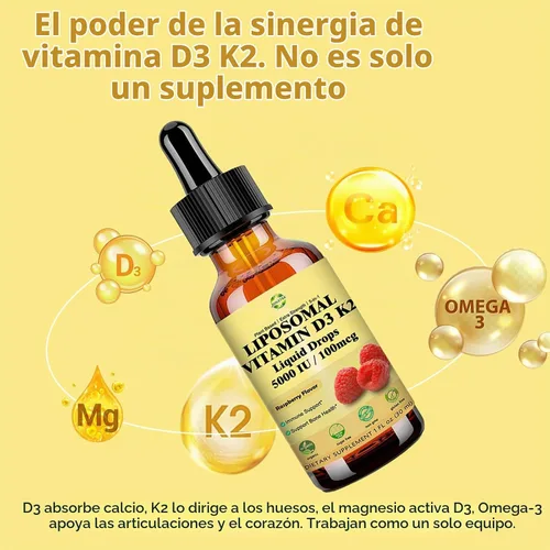 Vista 3 de Gotas líquidas de la vitamina D3 K2, vitamina 5 en 1 D3 K2 de alta potencia