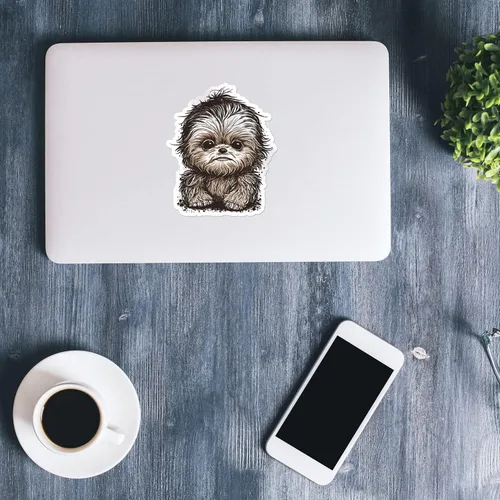 Vista 3 de Linda calcomanía de Chewbacca para bebé, parachoques de automóvil, laptop, botella de agua, pared, ventana, calcomanía de vinilo impermeable