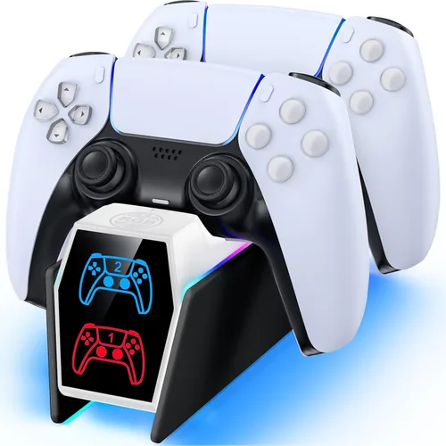 Vista 10 de Estación de carga de controlador compatible con placas frontales Play 5 Edge y controlador dual, 9 iluminaciones P 5 accesorios estación de carga