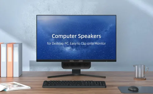Vista 6 de Altavoces de computadora para PC de escritorio, altavoces de monitor, enchufe USB, con cable, altavoz externo para portátil, barra de sonido