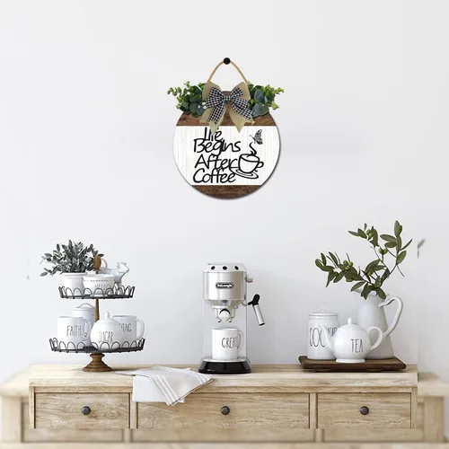 Vista 2 de Letrero decorativo de barra de café con texto en inglés «All You Need is Love» para decoración de pared de casa de campo, redondo, retro, rústico