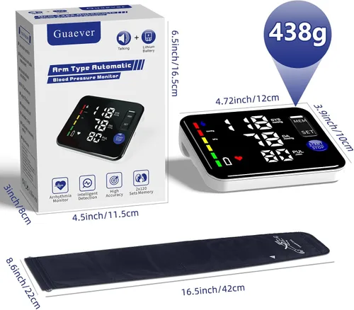 Vista 7 de GUAEVER Monitor de Presión Arterial Recargable Monitores de Presión Arterial para Brazo Superior para Uso Doméstico Pantalla Grande Máquina Bp