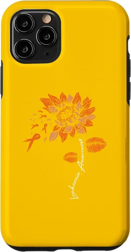 Vista 27 de iPhone 16 Leukemia Blood Cancer Awareness Orange Ribbon Sunflower Case