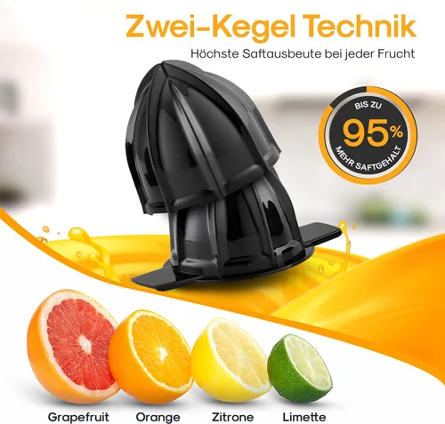 Vista 3 de LEBENLANG Exprimidor de naranjas eléctrico sin BPA – 27 onzas y 2 conos con control de pulpa I Exprimidor automático y eléctrico para cítricos