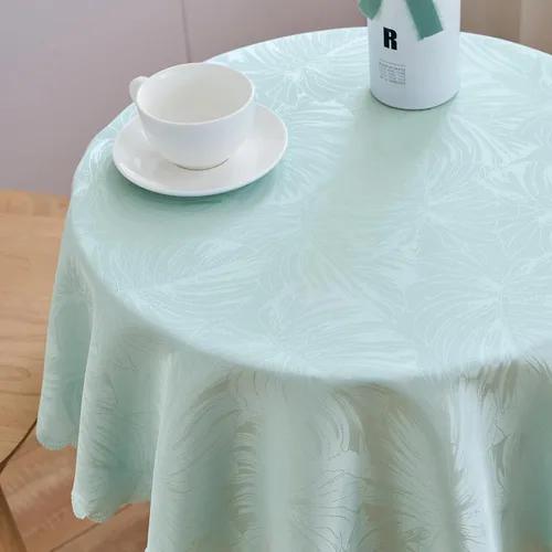Vista 15 de Mantel Redondo Aqua Jacquard Pequeño de 40 Pulgadas, Manteles para Mesas de hasta 26" de Diámetro, Impermeable, Lavable, Sin Arrugas, Tela Suave
