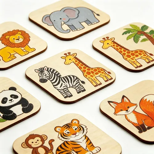 Vista 6 de 24PCS Square Wooden Cutouts for Laser DIY Crafts