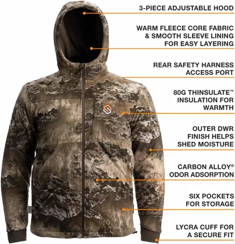 Vista 7 de ScentLok Wind Brace Pro - Chaqueta de caza de camuflaje aislada y resistente al viento