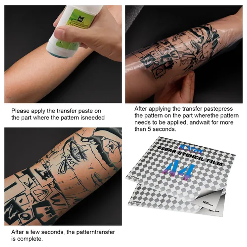 Vista 3 de KVM - Papel de transferencia de tatuajes x 100 hojas de película transparente transparente