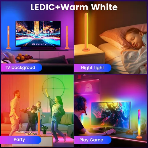 Vista 9 de Barras de luz LED inteligentes, retroiluminación Borllyem LEDIC+WW para TV con cuentas de luz dobles, control de aplicación, control remoto RF