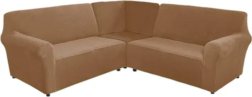 Vista 11 de YOPOIY Fundas de terciopelo para sofá esquinero, 3 piezas, en forma de L, alta elasticidad, suave y lavable a máquina, protector de muebles