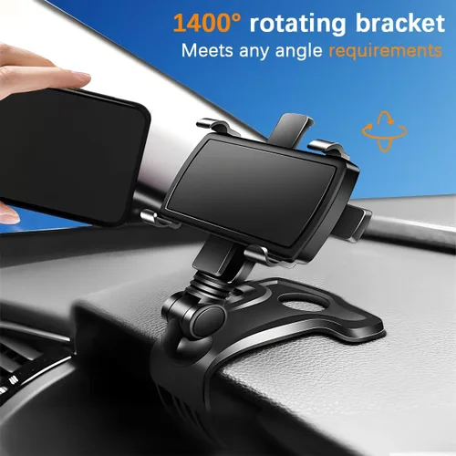 Vista 3 de Soporte de teléfono para automóvil, rotación de 1400 grados, soporte de clip para teléfono celular, multifuncional para interior de automóvil