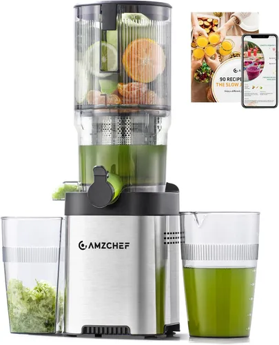 Vista 12 de AMZCHEF Exprimidor de prensa en frío, Juicer lento de autoalimentación de 8-Plateado
