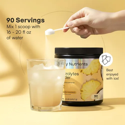 Vista 59 de KEY NUTRIENTS Electrolitos en polvo sin azúcar, limonada de maracuyá con 6 electrolitos y minerales, fibra prebiótica y polvos de hidratación